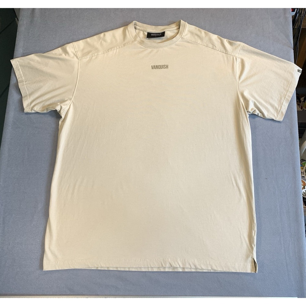 Vanquish Fitness Mens Tan Short Sleeve Athletic T-Shirt Size L VQ Fit Training